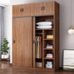 Solid Wood Frame Wardrobe Freestanding Wardrobe with Sliding Doors