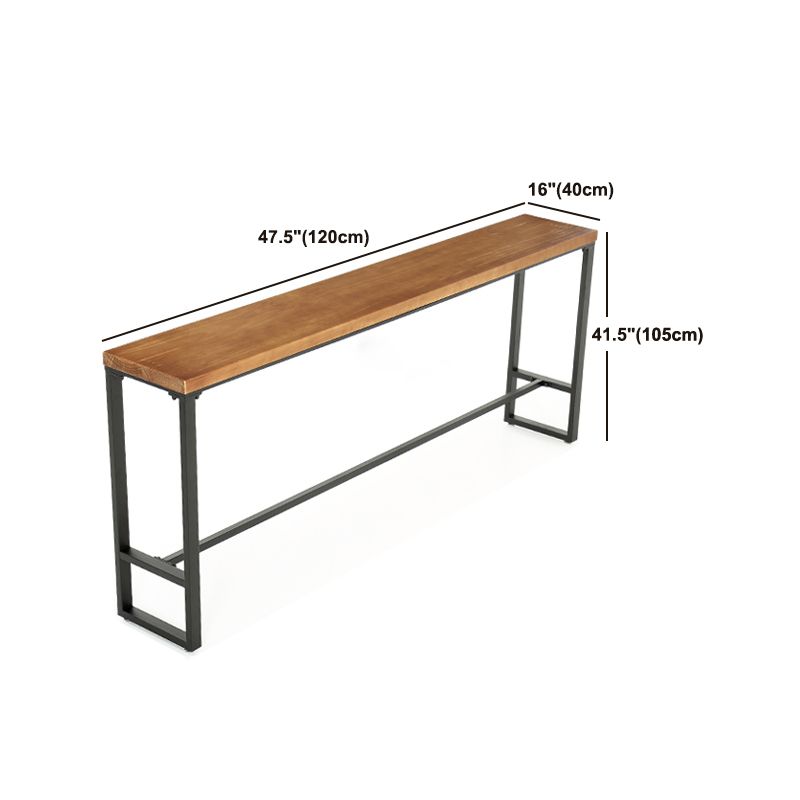 Tavolo da bistrot in legno massiccio rettangolo tavolo da pub lussuoso con base di cavalletto in nero