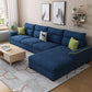 Contemporary Stationary Recessed Arm Living Room Cushions Sofa Chaise