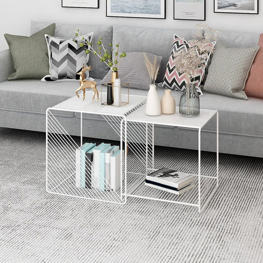 Tavolino quadrato moderno di metà secolo con top di ferro e base di ferro