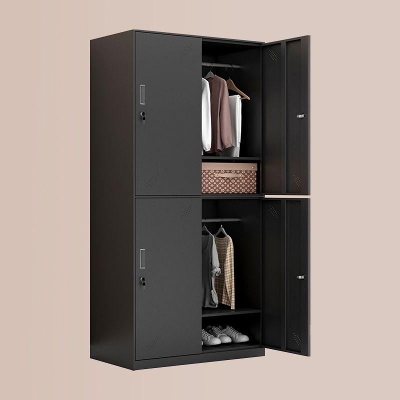 Metal Industrial Cabinet with Hinged Door Black Steel Storage Cabinet for Home Clearhalo 'Armoires & Wardrobes' 'armoires_wardrobes' 'Bedroom Furniture' 'furn' 'furn_armoires_wardrobes' 'Furniture' 1200x1200_1733f78b-996e-4981-9f2a-7a990955fa34