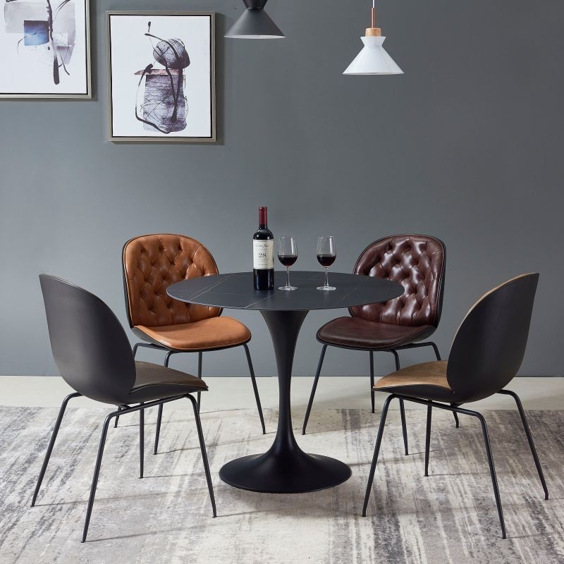 Modern Style Round Dining Table Sintered Stone Table with Tulip Base for Home Use Clearhalo ' dining_table' 'Dining Tables & Seating' 'Dining Tables' 'furn' 'furn_dining_table' 'Furniture' 'furniture_dining_table' 'Kitchen & Dining Furniture' 'kitchen&dining_furn' 'kitchen' 'kitchen_dining_table' 1200x1200_1734119f-9618-4920-bf3f-a0803390c9c0