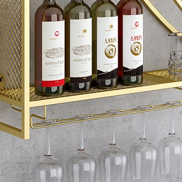 Wand gemonteerd wijnrek ijzeren wijnfles en glazen rek zonder licht