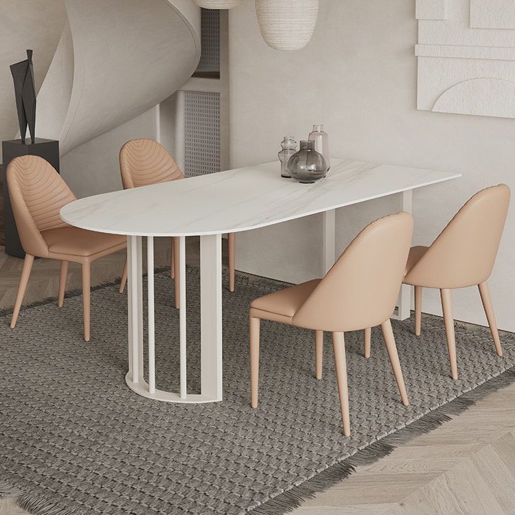 Modern Irregular Sintered Stone Dining Table White Standard Dining Table for Kitchen Clearhalo ' dining_table' 'Dining Tables & Seating' 'Dining Tables' 'furn' 'furn_dining_table' 'Furniture' 'furniture_dining_table' 'Kitchen & Dining Furniture' 'kitchen&dining_furn' 'kitchen' 'kitchen_dining_table' 1200x1200_1734b879-3836-4e61-b7f8-8a3eb5977c0a