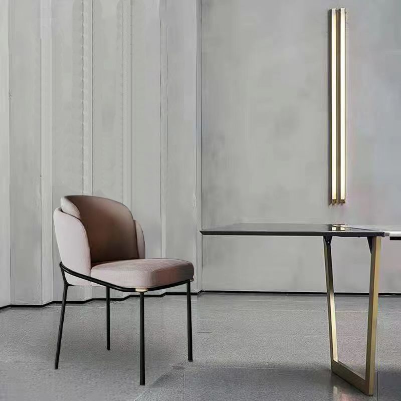 Modern Upholstered Armless Chair Fabric Dining Chair with Metal Base for Restaurant Clearhalo 'Dining Chairs' 'Dining Tables & Seating' 'dining_chair' 'furn' 'furn_dining_chair' 'Furniture' 'Kitchen & Dining Furniture' 1200x1200_17381a82-466d-4f56-b21a-c46ca349e3c5