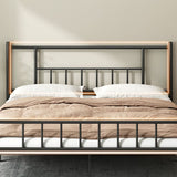 Contemporary Metal Standard Bed, Open-Frame Rectangular Headboard Bed