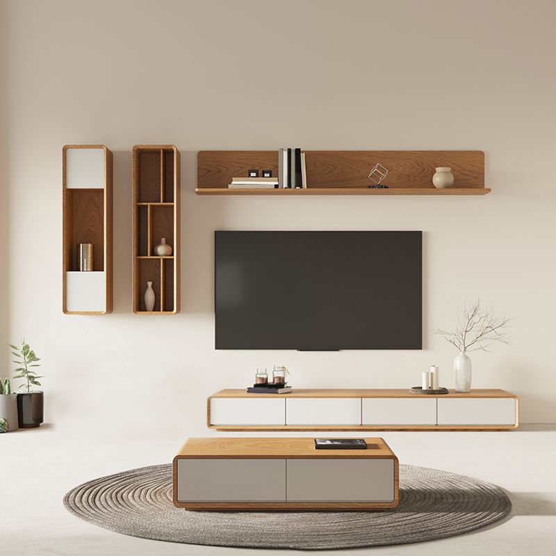 Holz -TV -Ständer geschlossener Speicher -TV -Konsole mit 3 /4 -Schubladen, 16 "D x 10" H