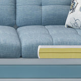 L-shape Faux Leather/Linen Blend Sectional Right Facing Sofa with Ottoman Included Clearhalo 'Furniture' 'furniture_sectionals' 'Living Room Furniture' 'Sectionals' 1200x1200_173ee6d9-eea5-40a1-a140-257f1c789e3b