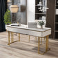 White and Gold Office Desk Glam Sled Writing Desk with Drawer Clearhalo 'furn' 'furn_office_desk' 'Furniture' 'Office Desks' 'Office Furniture' 'office_desk' 1200x1200_173ffd0d-a4ed-4e65-857b-12f811d330d8