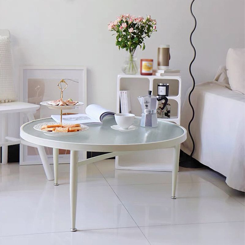 Mesa de café de las patas de la ronda 3 moderna Mesa de café de vidrio transparente - 23.6 "/27.6" /31.5 "