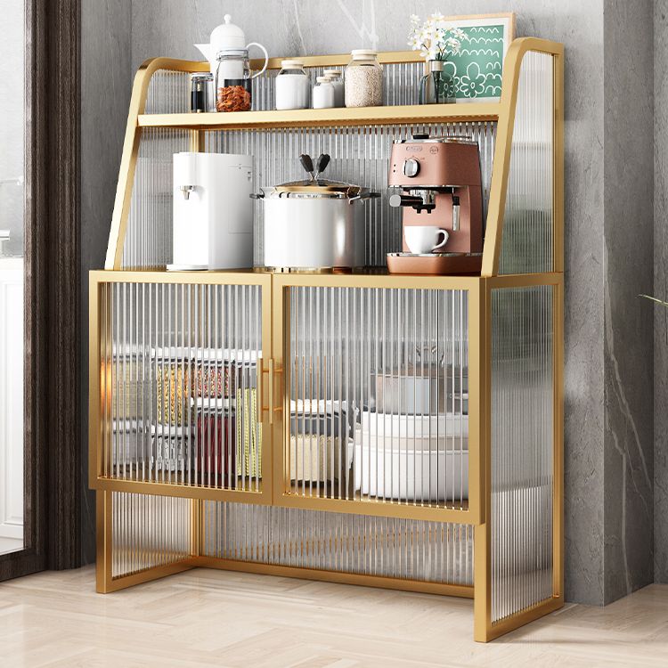 Glam Glass Doors Sideboard Cabinet Dining Room Metallic Credenza Clearhalo 'buffet_sideboard' 'Buffets & Sideboards' 'furn' 'furn_buffet_sideboard' 'Furniture' 'Kitchen & Dining Furniture' 1200x1200_1740f1e6-185c-497f-ada0-8c735a6376c4