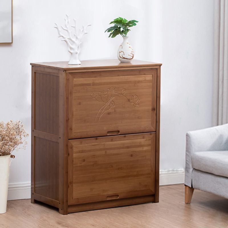 Mid Century Modern  Rectangle Cabinet Brown Accent Cabinet with Doors in Solid Wood