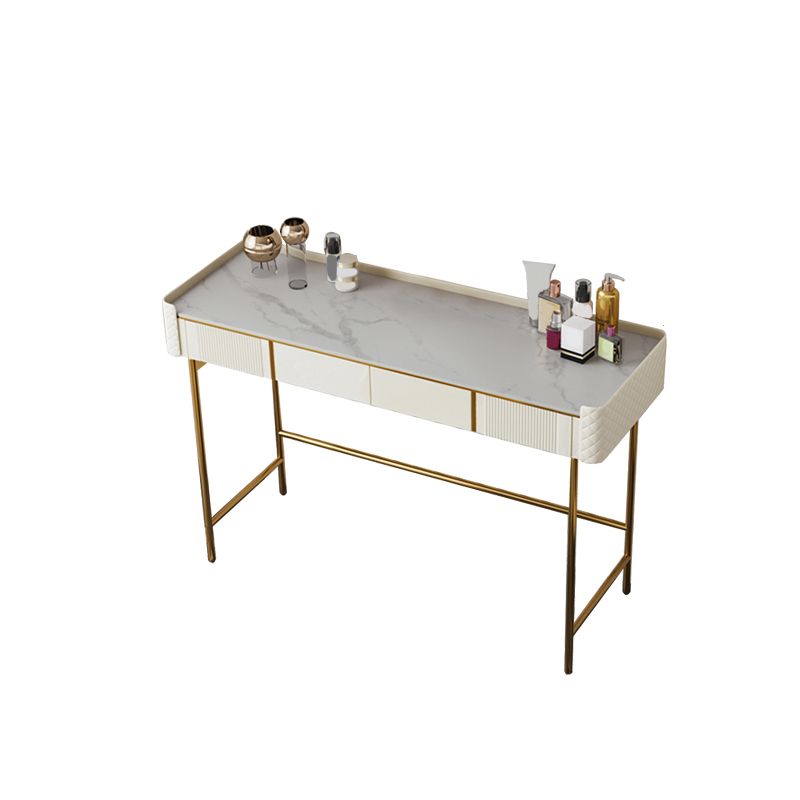 Contador de maquillaje de piedra 14.96 "de ancho mesas de tocador de madera maciza con cajones de almacenamiento