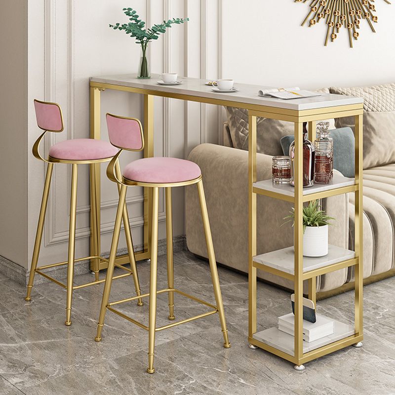 Glam Style Bar Table 42-inch Height Artificial Marble Top Bistro Table Clearhalo 'Bar Furniture' 'Bar Tables' 'bar_tables' 'furn' 'furn_bar_tables' 'Furniture' 'furniture_bar_tables' 'Kitchen & Dining Furniture' 1200x1200_17482c68-0047-4775-be4e-68e53fbc4bb7