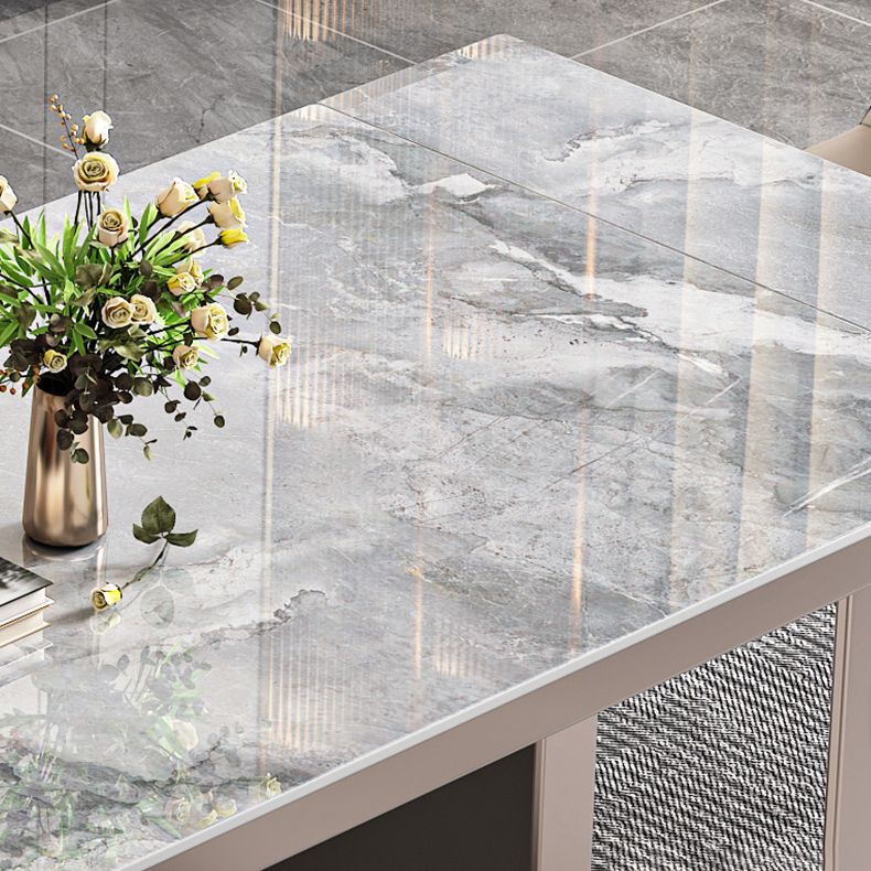 Minimalist Sintered Stone Extendable Dining Set Rectangle Kitchen Dining Set with Double Pedestal Clearhalo 'Dining Room Sets' 'Dining Tables & Seating' 'dining_room_set' 'furn' 'furn_dining_room_set' 'Furniture' 'furniture_dining_room_set' 'Kitchen & Dining Furniture' 'kitchen&dining_furn' 'kitchen' 1200x1200_1749a950-c244-4a84-b142-004847d42d76