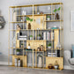 Metal and Wood Shelf Open Etagere Shelf Bookcase for Bedroom