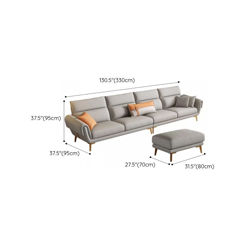 Mid Century Sofa and Chaise in Gray Flared Arm Sewn Pillow Back Sofa Clearhalo 'furn' 'furn_sectionals' 'Furniture' 'Living Room Furniture' 'Sectionals' 1200x1200_174a19d9-78c1-4e90-b0d8-630f65ba5baa