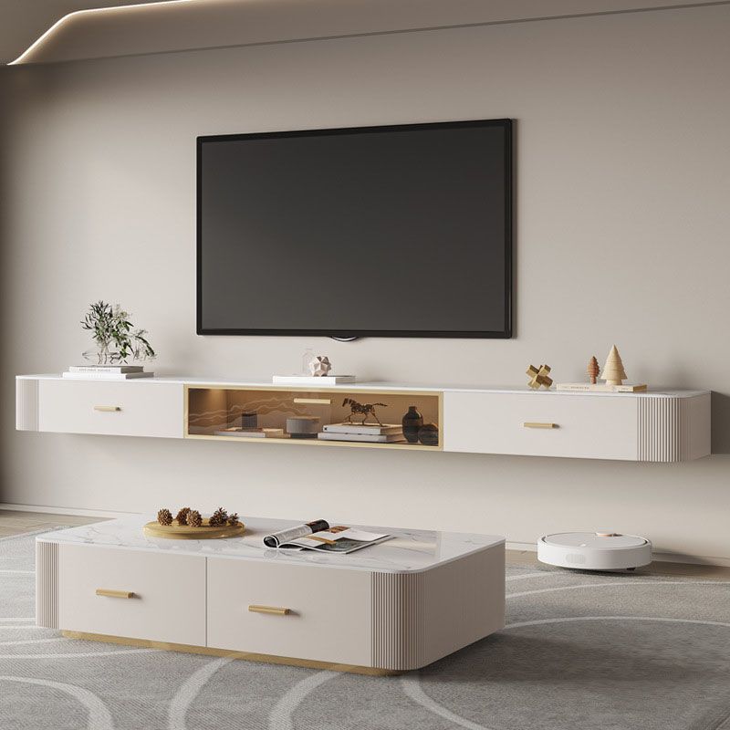 Console multimediale per TV Glam, console multimediale per TV, con 2 cassetti