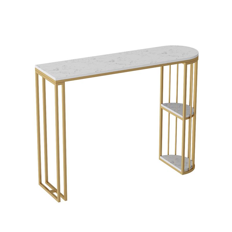 Glam Marble Table with Oval Table Top Gold Double Pedestal Table with 42-inch Height Clearhalo 'Bar Furniture' 'Bar Tables' 'bar_tables' 'furn' 'furn_bar_tables' 'Furniture' 'furniture_bar_tables' 'Kitchen & Dining Furniture' 1200x1200_174d5836-10e3-4994-99ef-cf8abe685a24