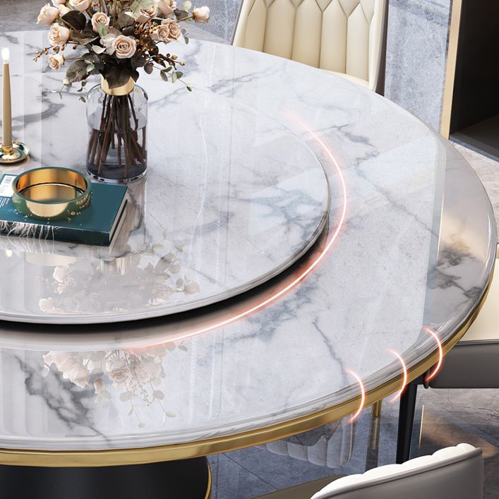 Luxury Home Round Dining Table Marble Table with Black Pedestal Base Clearhalo ' dining_table' 'Dining Tables & Seating' 'Dining Tables' 'furn' 'furn_dining_table' 'Furniture' 'furniture_dining_table' 'Kitchen & Dining Furniture' 'kitchen&dining_furn' 'kitchen' 'kitchen_dining_table' 1200x1200_174e2b53-cb7b-4a70-90a7-845edf33bfd7