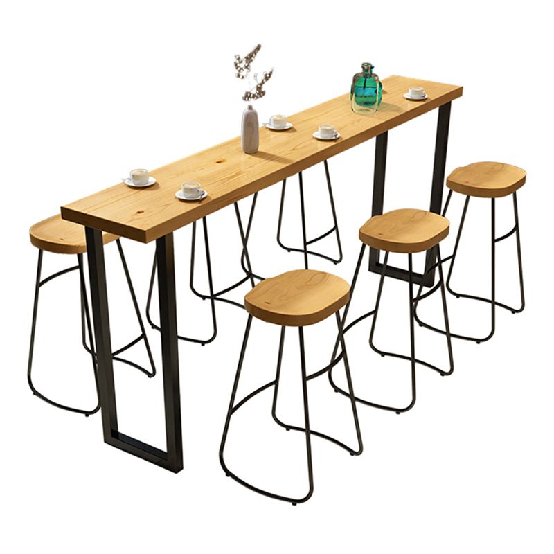 Modern 1/2/4/7 Pcs Bar Table Set Wood Rectangular Bar Set in Natural Clearhalo 'Bar Furniture' 'furn' 'furn_home_bar_bar_sets' 'Furniture' 'Home Bars & Bar Sets' 'home_bar_bar_sets' 'Kitchen & Dining Furniture' 1200x1200_1750121d-dae1-4514-911f-35e9a969b712