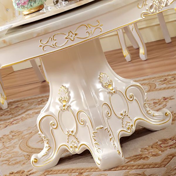 Solid Wood Victorian Round Dining Table Faux Marble Top Table with Wooden Pedestal Clearhalo 'Dining Tables & Seating' 'Dining Tables' 'dining_table' 'furn' 'furn_dining_table' 'Furniture' 'furniture_dining_table' 'Kitchen & Dining Furniture' 'kitchen' 'kitchen_dining_table' 1200x1200_1750d58d-6037-44f8-b240-655dfcb20c59