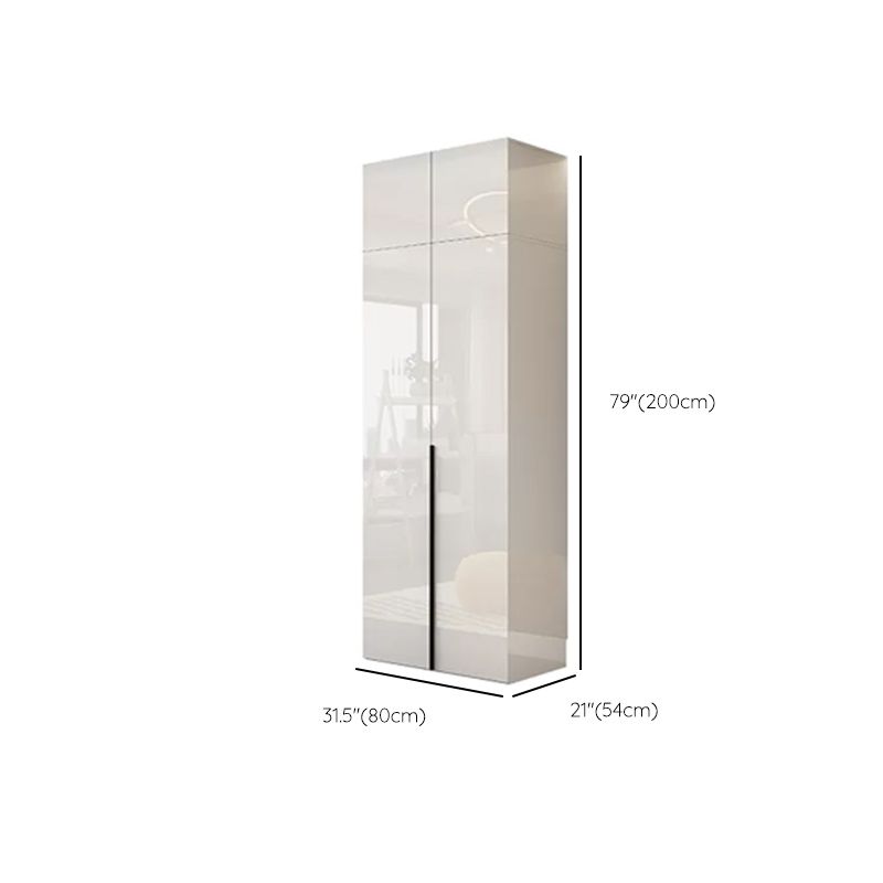 Engineered Wood Wardrobe Cabinet Modern Style White Armoire with Garment Rod Clearhalo 'Armoires & Wardrobes' 'armoires_wardrobes' 'Bedroom Furniture' 'furn' 'furn_armoires_wardrobes' 'Furniture' 1200x1200_17519b3d-b6ba-4694-9857-0964f915e995