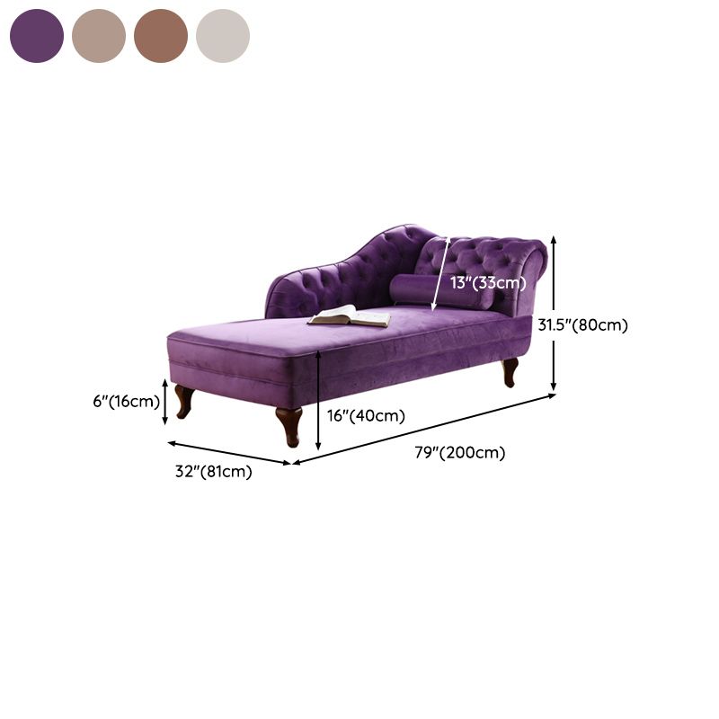 Traditional Micro-velvet Chaise Lounge Chair with One Arms, Upholstered Accent Chair Clearhalo 'Chairs & Seating' 'Chaise Lounge' 'chaise_lounge' 'furn' 'furn_chaise_lounge' 'Furniture' 'Living Room Furniture' 1200x1200_1752a96c-bd2a-47af-bc02-35869a83fe51
