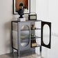 Metal Modern China Cabinet Glass Doors Hutch Cabinet with 4 Shelves