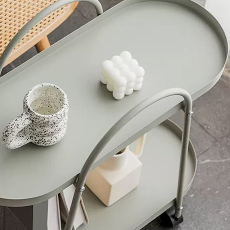 Mesa lateral de mediados de siglo con estantes de metal bandeja geométrica mesa de esquina superior