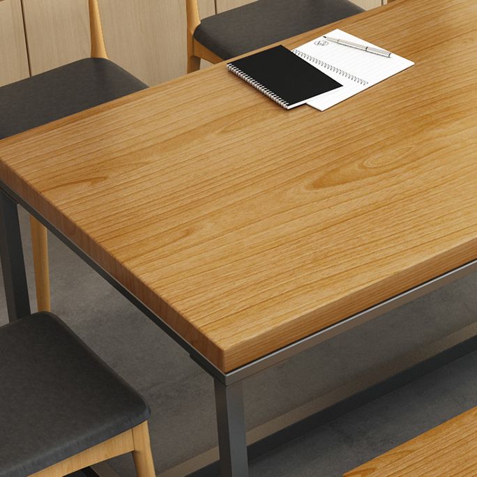 Rectangle Trestle Base Industrial Dining Table Solid Wood Fixed Table Clearhalo ' dining_table' 'Dining Tables & Seating' 'Dining Tables' 'furn' 'furn_dining_table' 'Furniture' 'furniture_dining_table' 'Kitchen & Dining Furniture' 'kitchen&dining_furn' 'kitchen' 'kitchen_dining_table' 1200x1200_175723dc-1a6a-4b19-8d8c-7519c55ecd7b