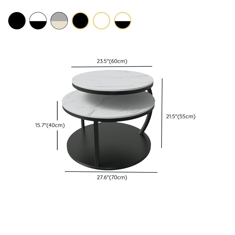 Contemporary Coffee Table Round Stone Top Extendable Coffee Cocktail Table Clearhalo 'Coffee & Accent Tables' 'Coffee Tables' 'coffee_tables' 'furn' 'furn_coffee_tables' 'Furniture' 'Living Room Furniture' 1200x1200_175b1d6e-cd1f-43f0-abd2-a6608d9e7c20