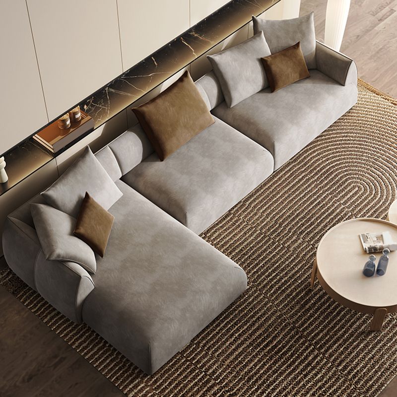 Mid-secolo moderno tessuto a forma L sezionale sezionale con cuscini