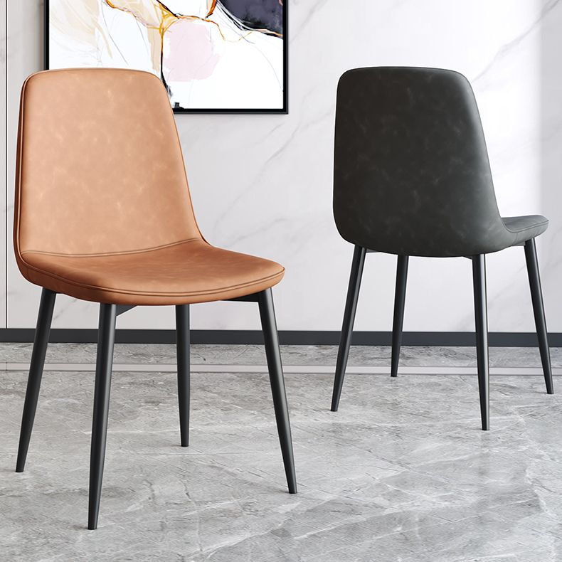 Industrial Metal Dining Room Chair PU Leather Armless Chairs for Home Use (Set of 4) Clearhalo ' kitchen&dining_furn' 'Dining Chairs' 'Dining Tables & Seating' 'dining_chair' 'Furniture' 'furniture_dining_chair' 'Kitchen & Dining Furniture' 'kitchen' 1200x1200_175c7527-e3ad-4d3f-a6cc-51f0025f2f75