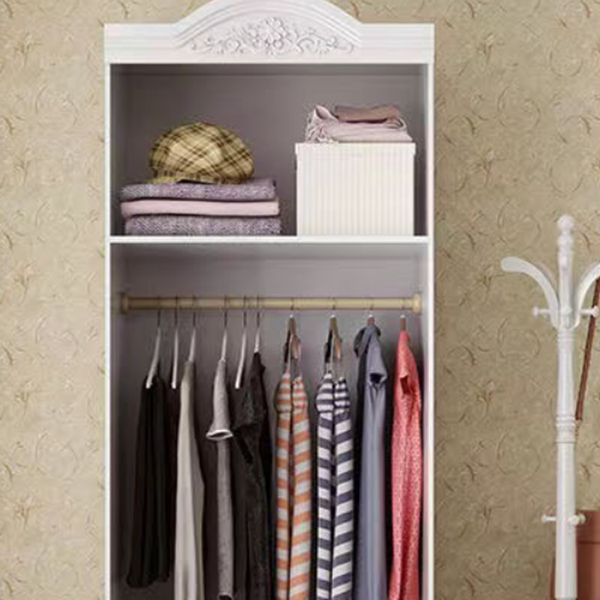 White Colour Wooden Wardrobe 2-Drawer Soft Close Door Wardrobe Closet Clearhalo 'Armoires & Wardrobes' 'armoires_wardrobes' 'Bedroom Furniture' 'furn' 'furn_armoires_wardrobes' 'Furniture' 1200x1200_175d4b16-791e-4f01-909a-d00da5a92cbd