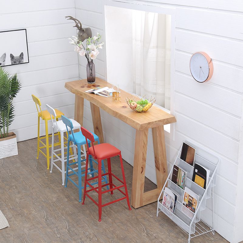 Modern Solid Wood Bar Table Set 1/5 Pieces Double Pedestal Pub Table Set in Natural Clearhalo 'Bar Furniture' 'furn' 'furn_home_bar_bar_sets' 'Furniture' 'Home Bars & Bar Sets' 'home_bar_bar_sets' 'Kitchen & Dining Furniture' 1200x1200_175fcda4-6e64-4b39-898b-3d2c98d0bae7