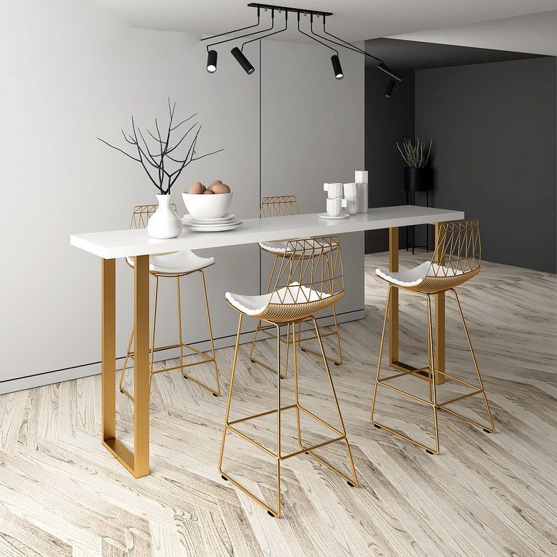 Pine Wood Bar Esstisch Glam Rechteck Tisch mit doppelter Sockel für Balkon