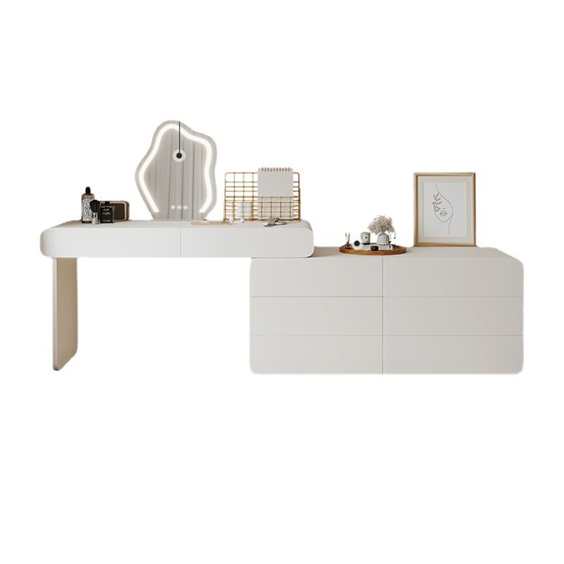 Contemporary Lighted Mirror Vanity Tables Bedroom Makeup Vanity Desk Table with Drawer