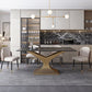 Rectangle Two-Color Dining Table Sintered Stone Table Glam with Pedestal Clearhalo ' dining_table' 'Dining Tables & Seating' 'Dining Tables' 'furn' 'furn_dining_table' 'Furniture' 'furniture_dining_table' 'Kitchen & Dining Furniture' 'kitchen&dining_furn' 'kitchen' 'kitchen_dining_table' 1200x1200_17624fda-b6b5-4e5e-b398-a203bf9be85f