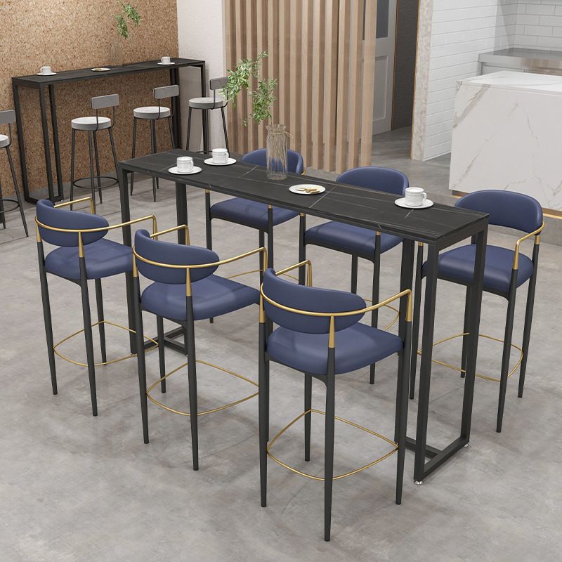 Black and Metal Base Table Industrial Rectangle Sintered Stone Bar Table Clearhalo 'Bar Furniture' 'Bar Tables' 'bar_tables' 'furn' 'furn_bar_tables' 'Furniture' 'Kitchen & Dining Furniture' 1200x1200_176307ba-a9ac-4c40-a080-1c76fca507ea