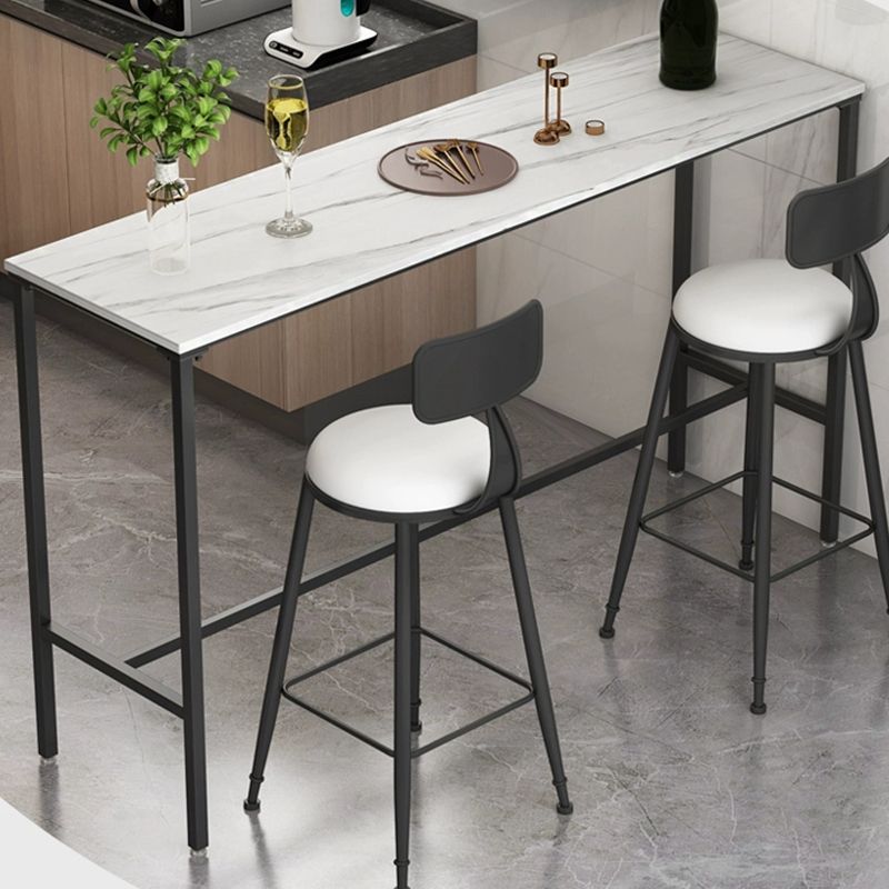 Modern Marble Bar Table with Rectangle Table Top Black Trestle Table - 42" H, Only Table Clearhalo 'Bar Furniture' 'Bar Tables' 'bar_tables' 'furn' 'furn_bar_tables' 'Furniture' 'furniture_bar_tables' 'Kitchen & Dining Furniture' 1200x1200_17633138-1b12-49d3-9e9f-6ca7212a9bf0