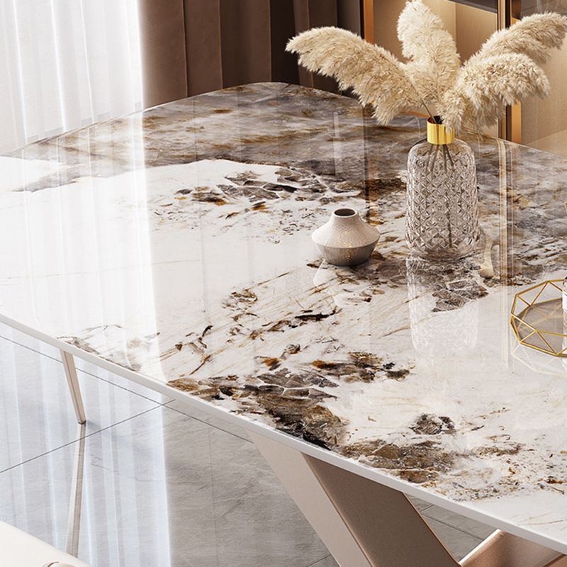Mesa de comedor de estilo moderno, mesa rectangular con base metálica para comedor