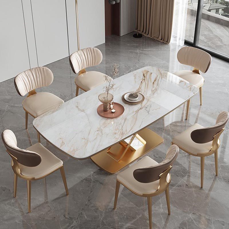 Traditional Luxury Stone Dining Table Gold Pedestal Casual Dining Table Clearhalo 'Dining Tables & Seating' 'Dining Tables' 'dining_table' 'furn' 'furn_dining_table' 'Furniture' 'furniture_dining_table' 'Kitchen & Dining Furniture' 1200x1200_1764b63d-c654-499e-b7dc-d24f56be92ce