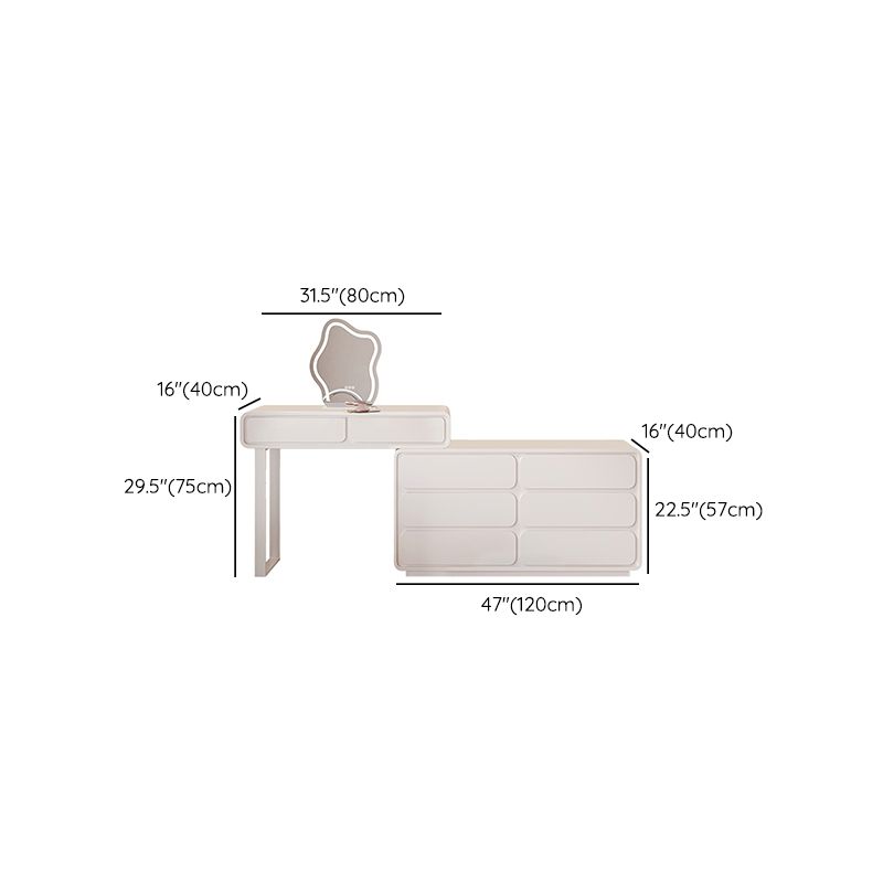 Moderne avec un tiroir en bois à chambre éclairée de maquillage miroir