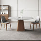 Mesa de comedor blanca de piedra moderna muebles redondos con base de pedestal de madera maciza