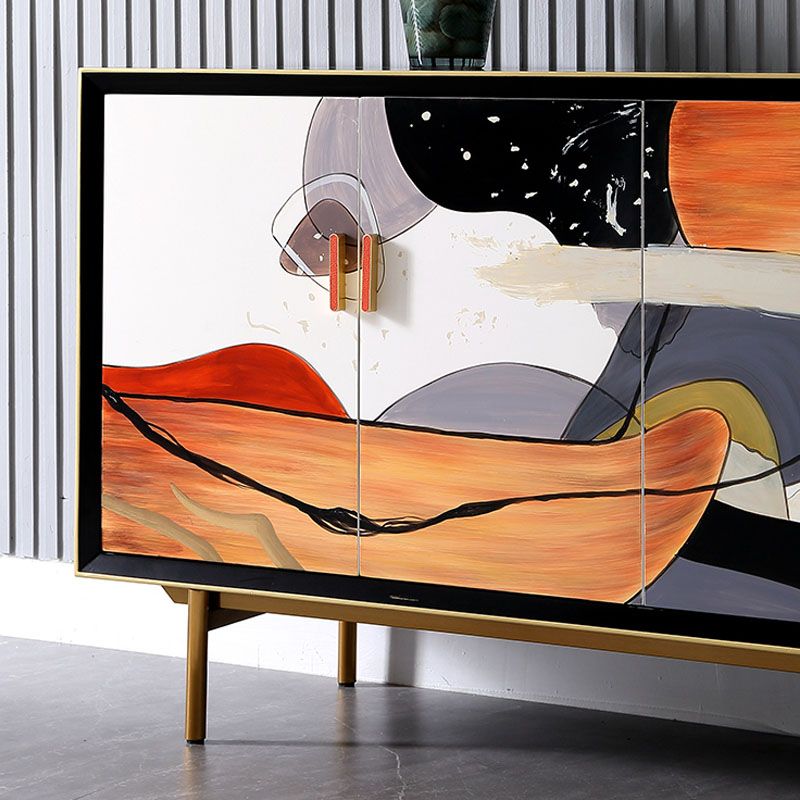 Gabinetes de Glamam Buffet Stand Oak Acabado de acabado con puertas