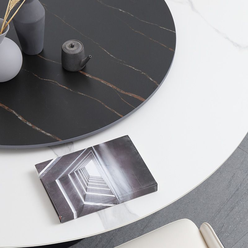 Modern Round Dinette Set 1/3/4/5/7 Pieces Sintered Stone Dining Table Set with Turntable Clearhalo 'Dining Room Sets' 'Dining Tables & Seating' 'dining_room_set' 'furn' 'furn_dining_room_set' 'Furniture' 'furniture_dining_room_set' 'Kitchen & Dining Furniture' 1200x1200_1767ef78-011c-4a08-946a-08aaddb20024