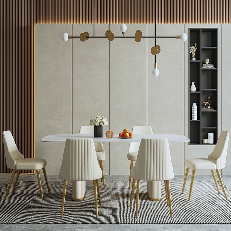 1/2/5/7 Pieces Dining Set Glam Style Rectangle Sintered Stone Dining Table Set Clearhalo 'Dining Room Sets' 'Dining Tables & Seating' 'dining_room_set' 'furn' 'furn_dining_room_set' 'Furniture' 'furniture_dining_room_set' 'Kitchen & Dining Furniture' 'kitchen&dining_furn' 'kitchen' 1200x1200_1769a7ca-3fb2-4419-bf60-0f69ec97553c