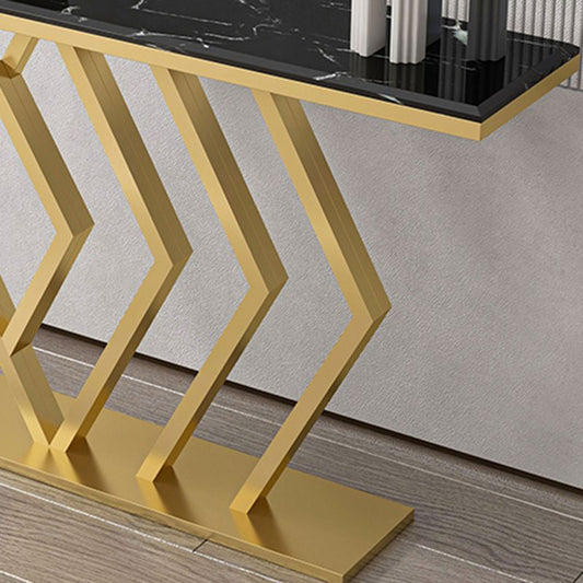 Glam Sofa Console Table Antique Finish Console Accent Table in Marble