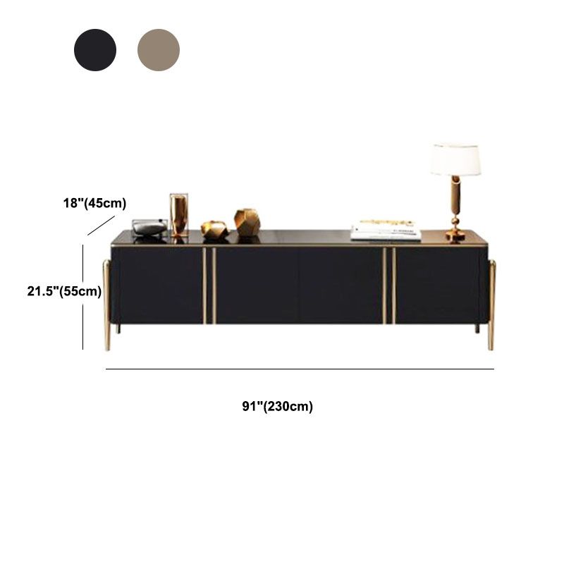 Moderner Glam -TV -Stand, geschlossene Speicher -TV -Konsole in Schwarz/ Gold